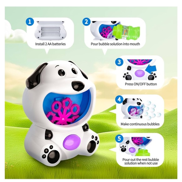 New Bubble Machine Toy Kids Dog Bubble Maker Blower with 4oz Bubble Solution NIB - Picture 5 of 11